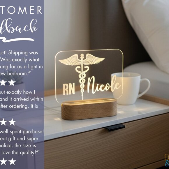 Personalized Nurse Night Light | Medical Personnel & Appreciation Gift - Picture 7 of 8